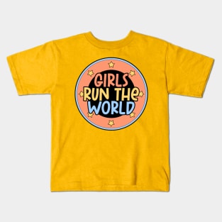 Who run the world? Girls run the world Feminist girl power colorful design Kids T-Shirt